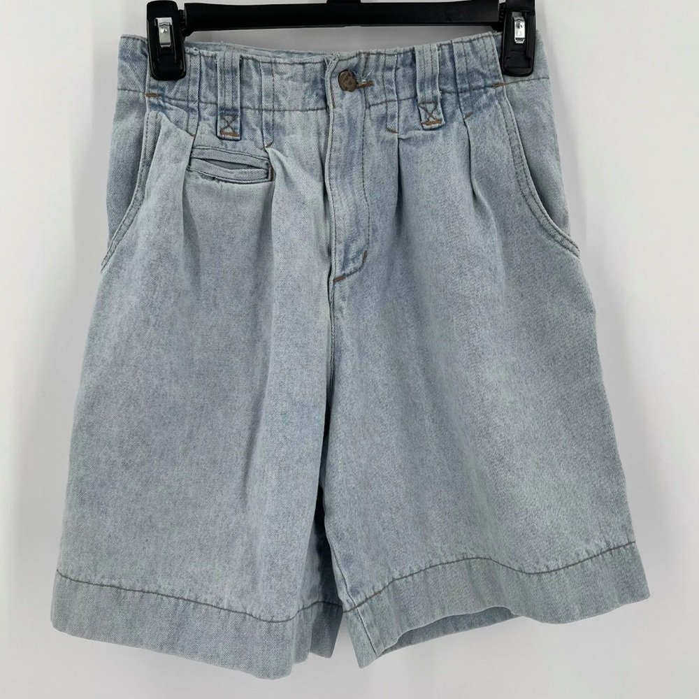 No Problem Vintage Denim Shorts Pleated Front Mom Light Wash 80s